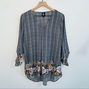 Bobeau Floral Tunic Blouse